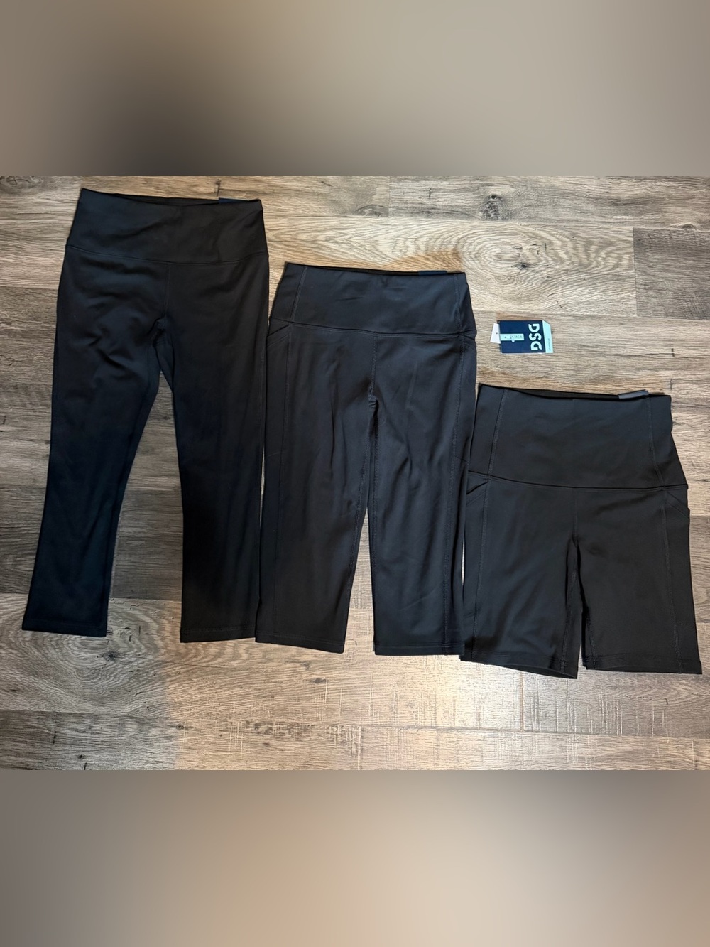 NWT DSG Black Momentum Crop Capri Bike Short Bundle Set Size XS